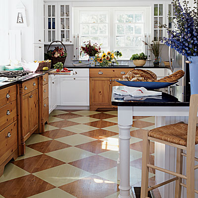 Wood Kitchen Floor on Diamonds On Wood Floor