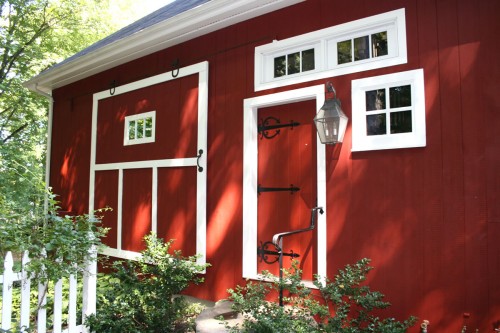 red sliding barn door