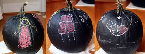 pumpkin colored with chalk