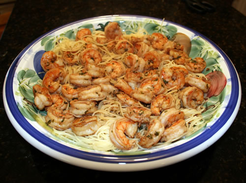 shrimp over angel hair