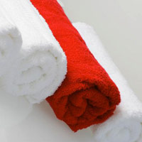 rolled up red towel