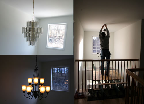 DIY Scaffolding to hang foyer light