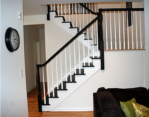 painting stair risers black