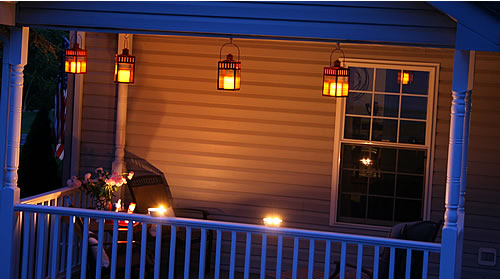 porch lanterns at night