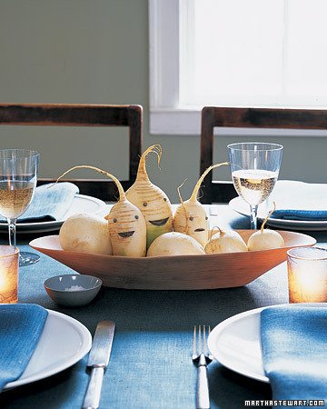 martha stewart vegetable root centerpiece