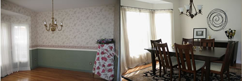 dining room before and after