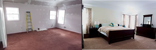 master bedroom before and after