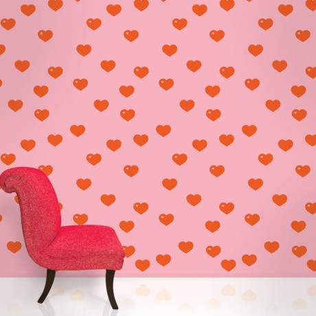 red heart removable wallpaper