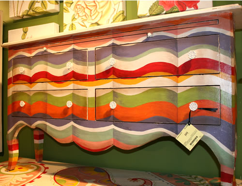 rainbow painted credenza