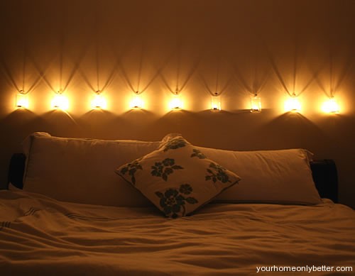 romantic candle lighting in bedroom