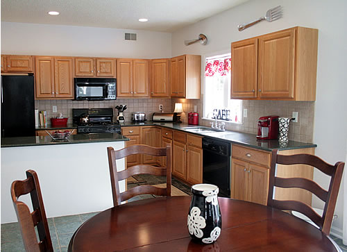 kitchen before painting island black