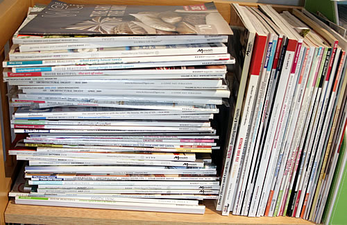 stacks of magazines