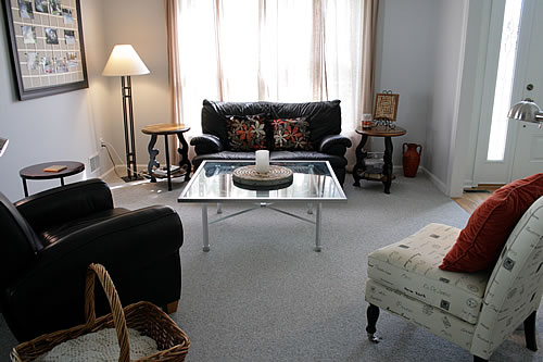 living room with upcycled coffee table