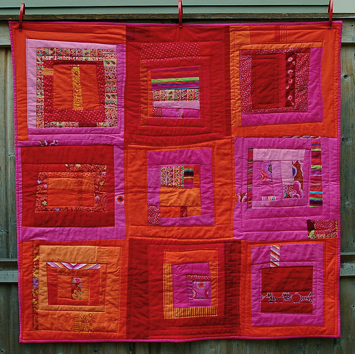 This red and bright pink quilt is a great example of color trends and combos for 2013