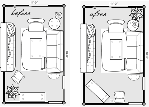 layouts for a small narrow family room
