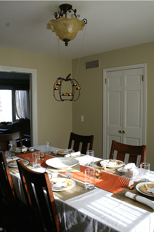 thanksgiving tablescape with orange