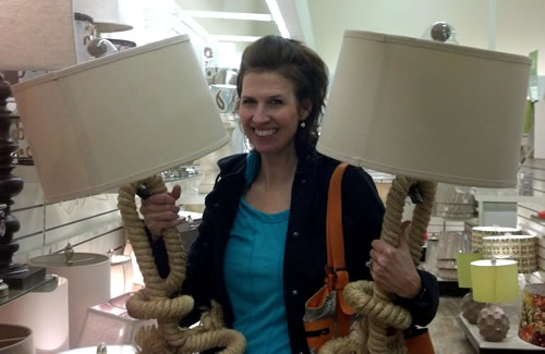 Shopping for lamps at HomeGoods