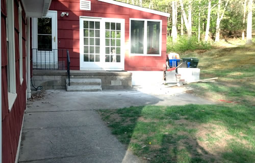 small concrete patio before