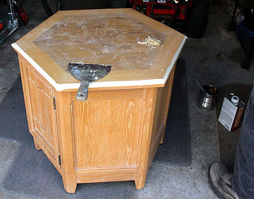 stripping top of end table