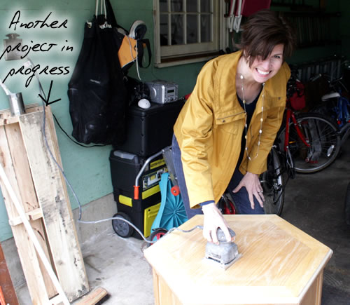 sanding top of end table