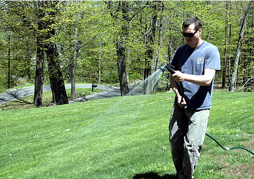 watering lawn after ironite application