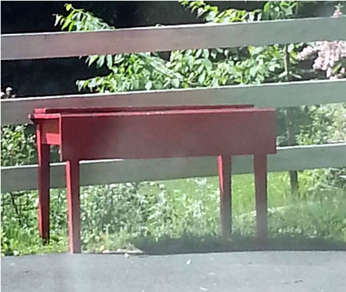 free red drop leaf table found on the side of the road