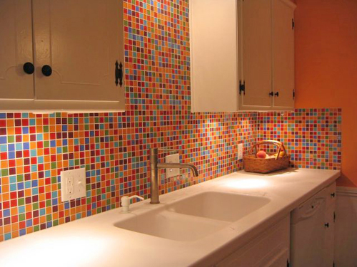 colorful tile kitchen backsplash