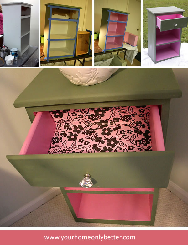 diy furniture painting two toned night table with bling