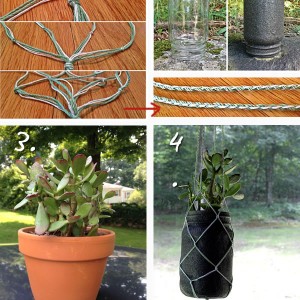 DIY mason jar craft - hanging macrame succulents