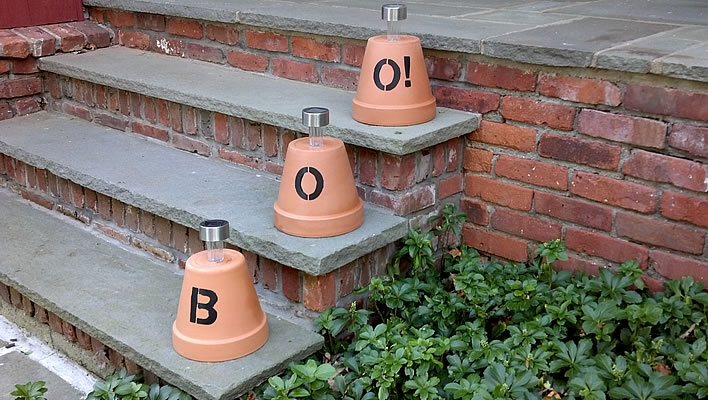 DIY flower pot lanterns for halloween