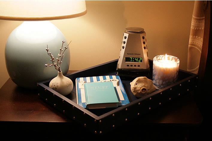 bedroom night table tray organizer from www.yourhomeonlybetter.com