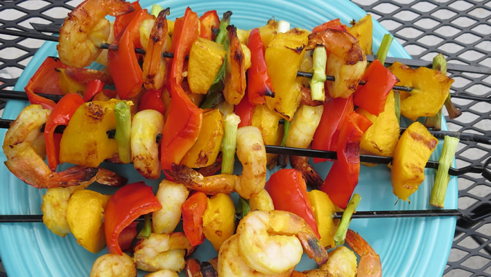 Tropical Shrimp and Mango Kabobs