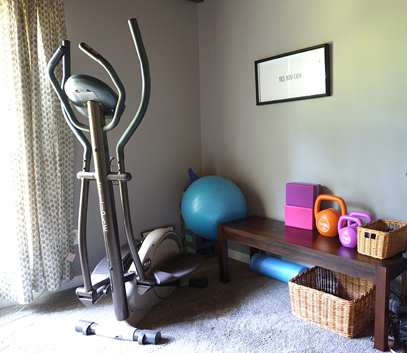 home gym in rec room